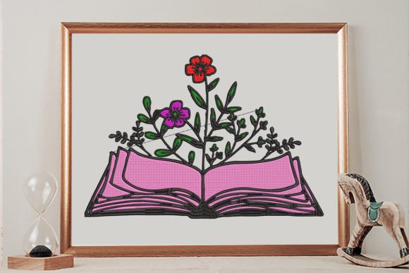 Book and Flower: A Versatile Embroidery Design for Modern Creators