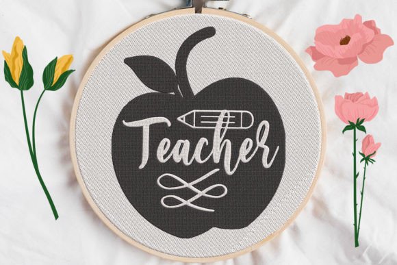 Celebrating Educators with the Teacher Sign in Apple Embroidery Design
