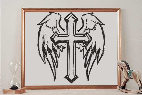 Cross and Angel Wings, Hand Drawn: A Design Evaluation