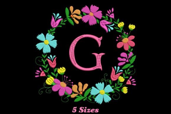 Elevating Textile Branding with the Flower Alphabet Letter G Embroidery Design