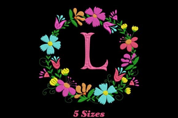 Flower Alphabet Letter L: Embroidery Design