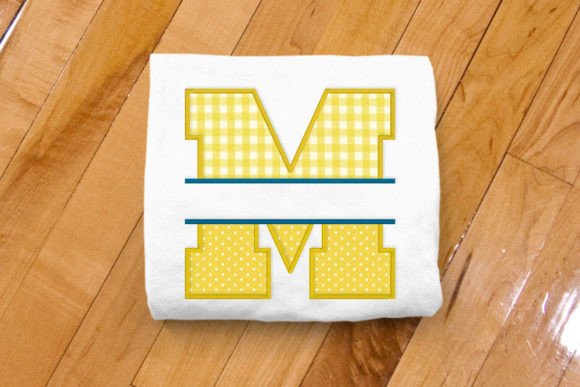 Varsity Letter M Split Applique Design